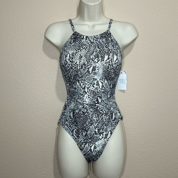 TIME AND TRU Snakeskin Print One Piece Swimsuit, S (4/6) NWT - Picture 1 of 7